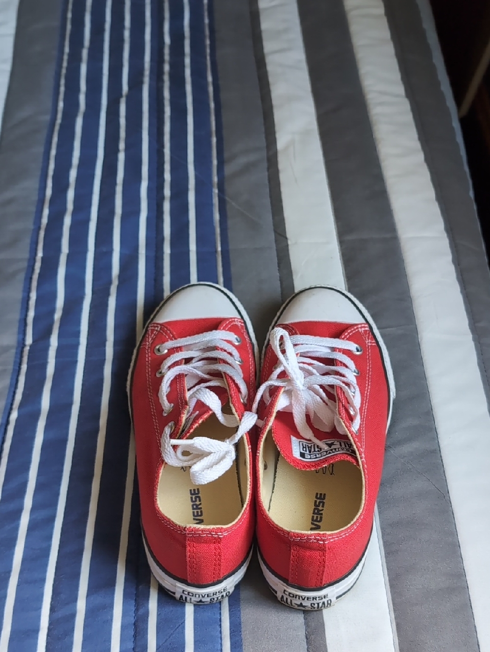 Kids Red Canvas Low-Top Sneakers with White Laces